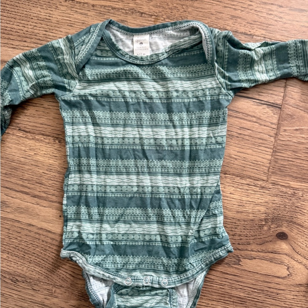 kate quinn Teal and Light Green Striped Baby One-Piece Bodysuit